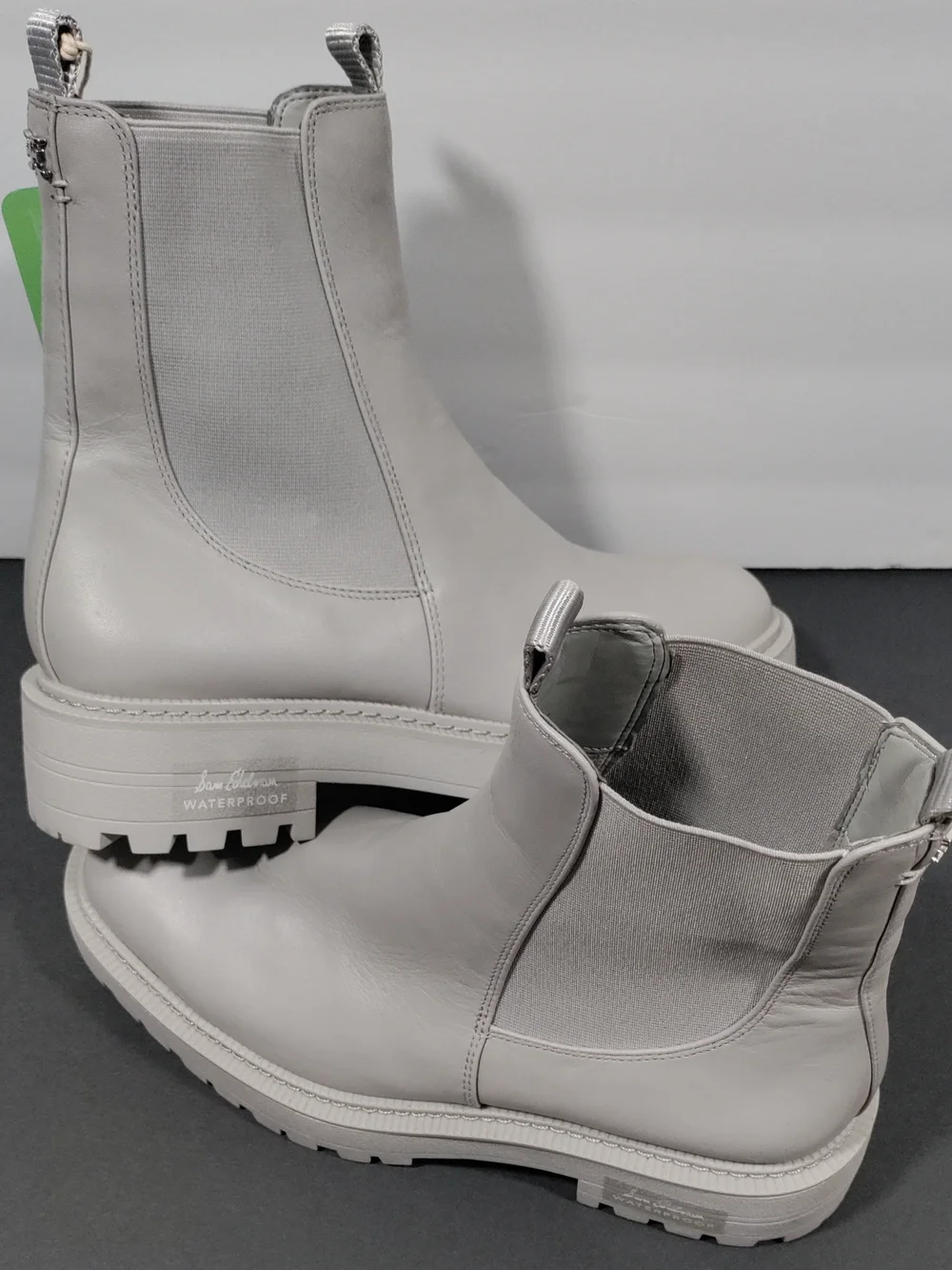 Sam Edelman Laguna Waterproof Leather Chelsea Boots Gray Size 8.5M NWT